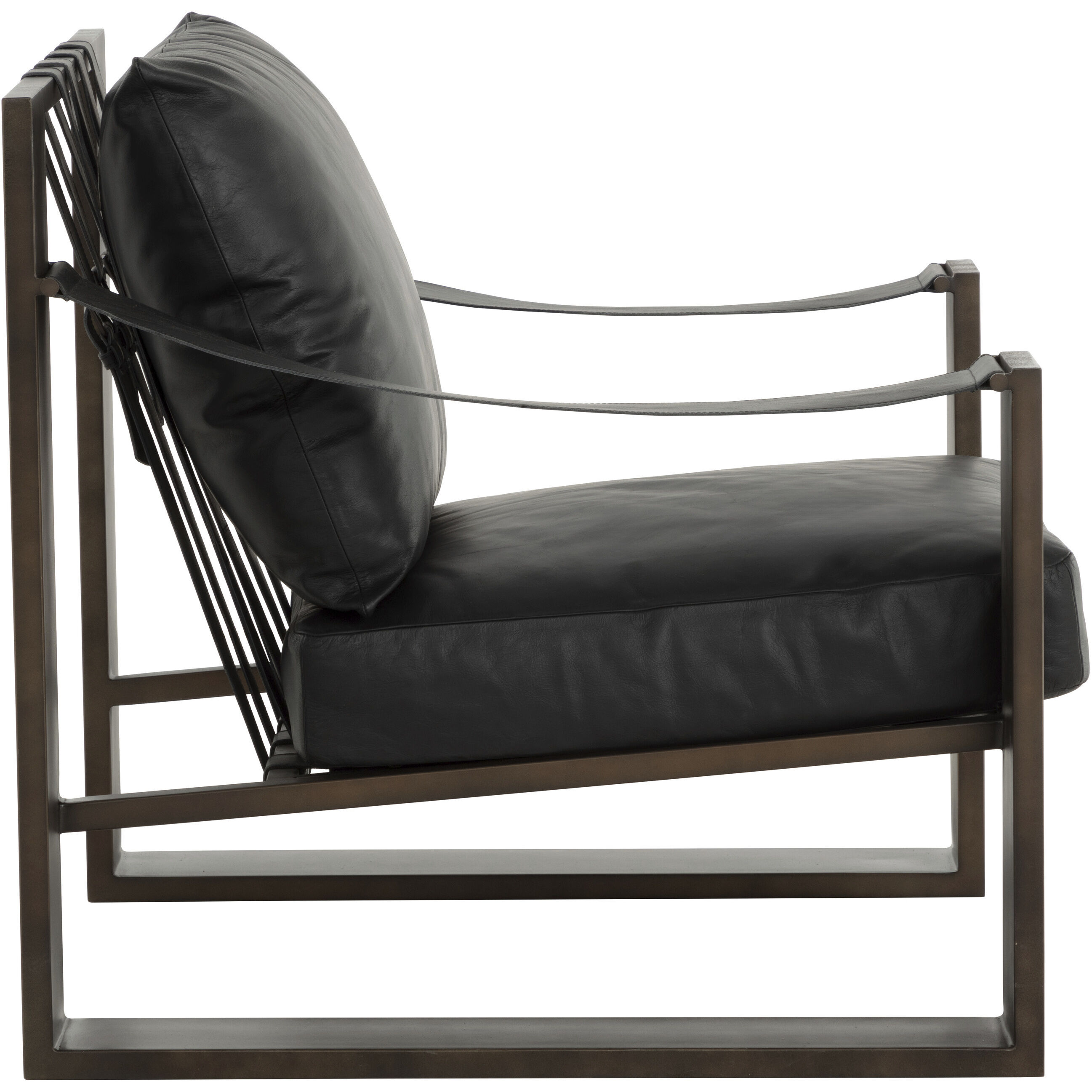 Berke Antique Bronze / Charcoal Black Leather Lounge Chair